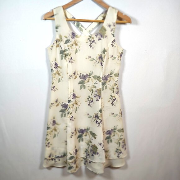 Scarlett Dresses & Skirts - Scarlett Women's Size 6 Floral Polyester Beige Sleeveless Mini Dress